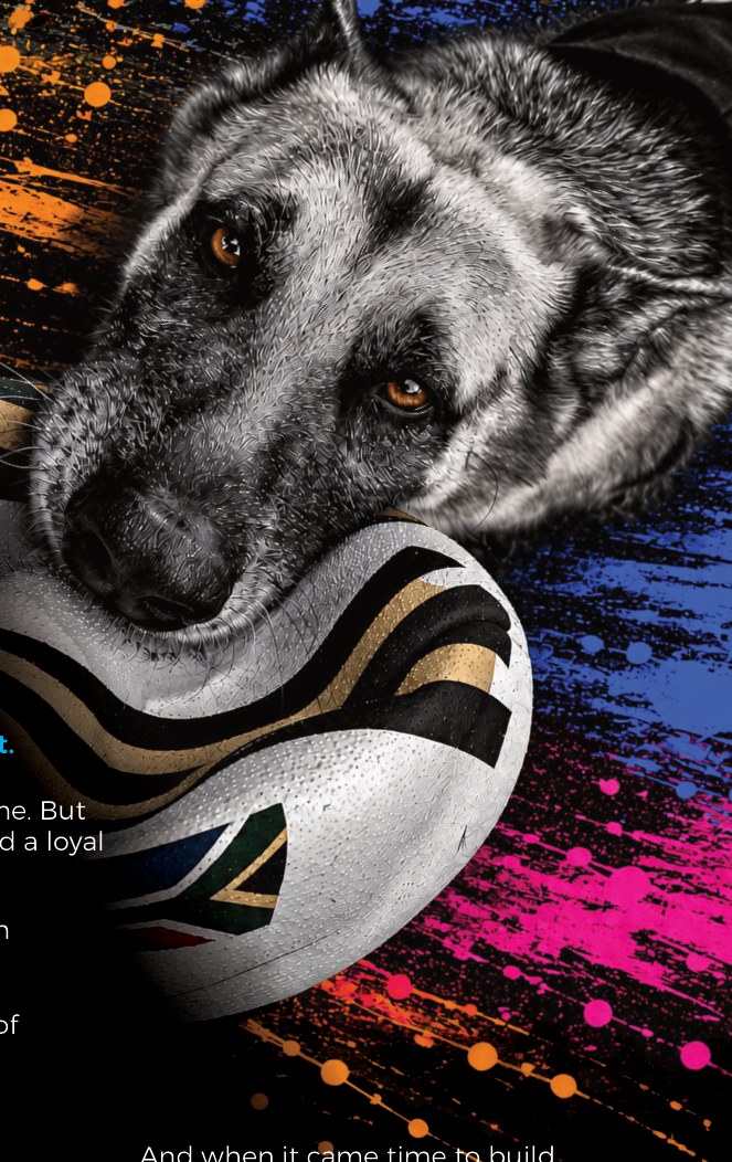 Hunter with a South African rugby ball